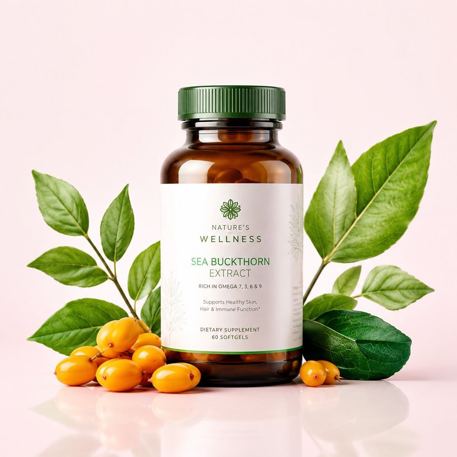 Natural wellness supplement with berries and leaves